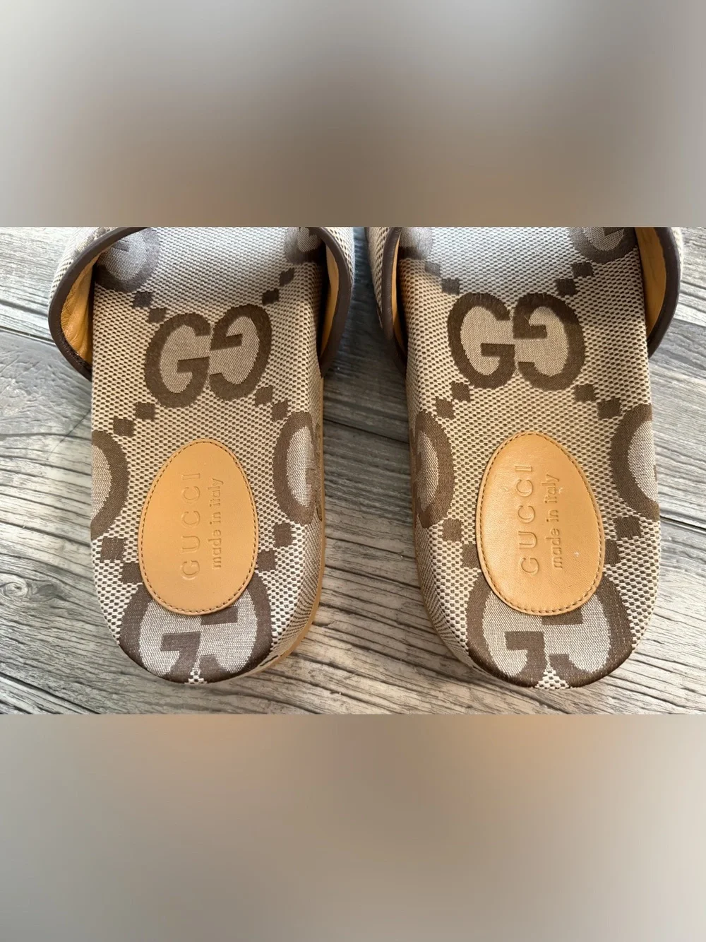 Gucci Men's Slides in Camel and Ebony Maxi GG Canvas Uk 10 US 10.5 - Picture 5 of 9